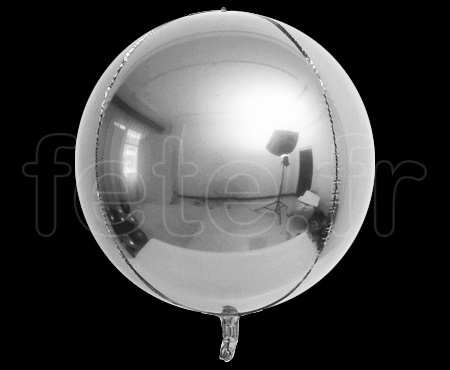 Ballon - Mylar - Sphérique - Brillant - Uni - Ø 40cm ARGENT - fete.fr
