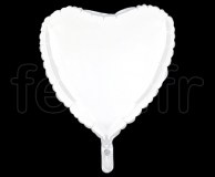 Ballon - Mylar - Coeur - Brillant - Uni - 45cm BLANC