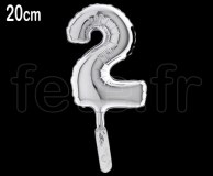 Ballon - Aluminium - Argent - Chiffre - H 20cm 2