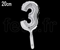 Ballon - Aluminium - Argent - Chiffre - H 20cm 3