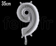 Ballon - Métal - Argent - Chiffre - H 35cm 9