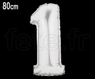 Ballon - Mylar - Argent- Chiffre - H 80cm 1