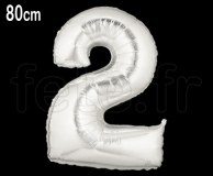 Ballon - Mylar - Argent- Chiffre - H 80cm 2