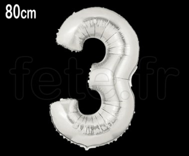 Ballon - Mylar - Argent- Chiffre - 80cm