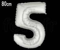 Ballon - Mylar - Argent- Chiffre - H 80cm 5