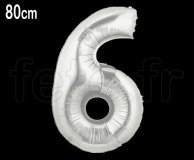 Ballon - Mylar - Argent- Chiffre - H 80cm 6