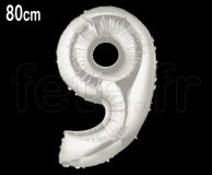 Ballon - Mylar - Argent- Chiffre - H 80cm 9