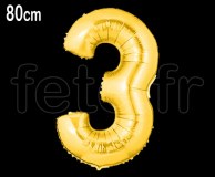 Ballon - Mylar - Or- Chiffre - H 80cm 3 