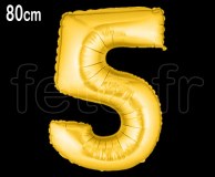 Ballon - Mylar - Or- Chiffre - H 80cm 5 