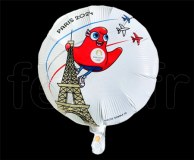 1 Ballon - Mylar - Rond - Licence - Ø 45cm JO_PARIS_2024_Blanc 