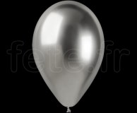 50 BALLONS - Latex - Unis - CHROME - Ø30cm ARGENT 