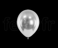 100 BALLONS - Latex - Unis - CHROME - Ø10cm ARGENT 