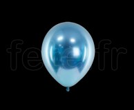 100 BALLONS - Latex - Unis - CHROME - Ø10cm BLEU 