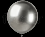 1 BALLON - Latex - Unis - CHROME ULTRA - Ø60cm ARGENT 