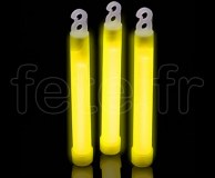 25 GLOWSTICK - Batonnet - Fluo - 15cm X 15mm - avec Crochet - JAUNE