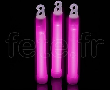 25 GLOWSTICK - Batonnet - Fluo - 15cm 15mm - avec Crochet -