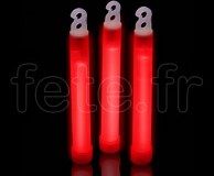 25 GLOWSTICK - Batonnet - Fluo - 15cm X 15mm - avec Crochet - ROUGE 