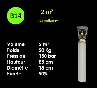 HELIUM - Bouteille - B14 - 2m3 