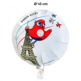 1 Ballon - Mylar - Rond - Licence - Ø 45cm JO_PARIS_2024_Blanc 