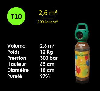 Bouteille Helium T10 - 2.6m3 